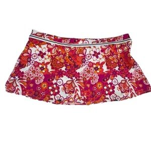 Jag Retro Floral Swim Skirt Attached Bottoms Orange Pink